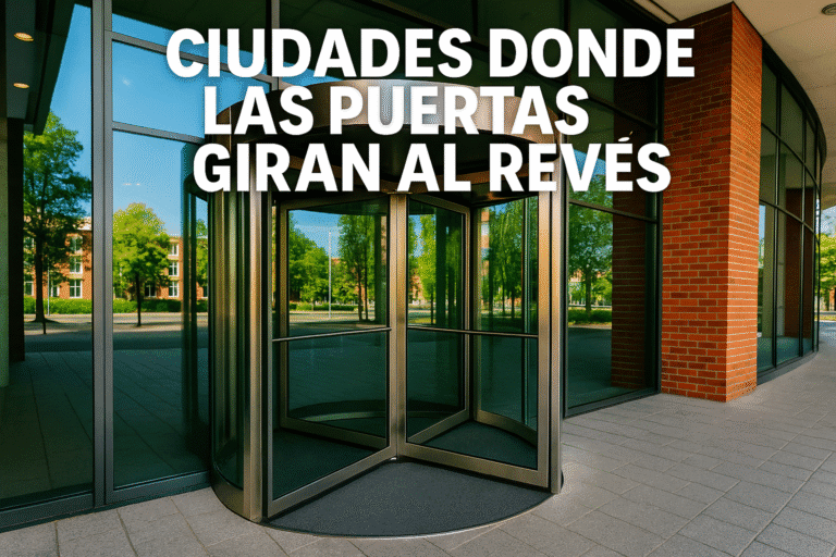 Imagen generada con IA para el artículo Ciudades donde las puertas giran al revés
