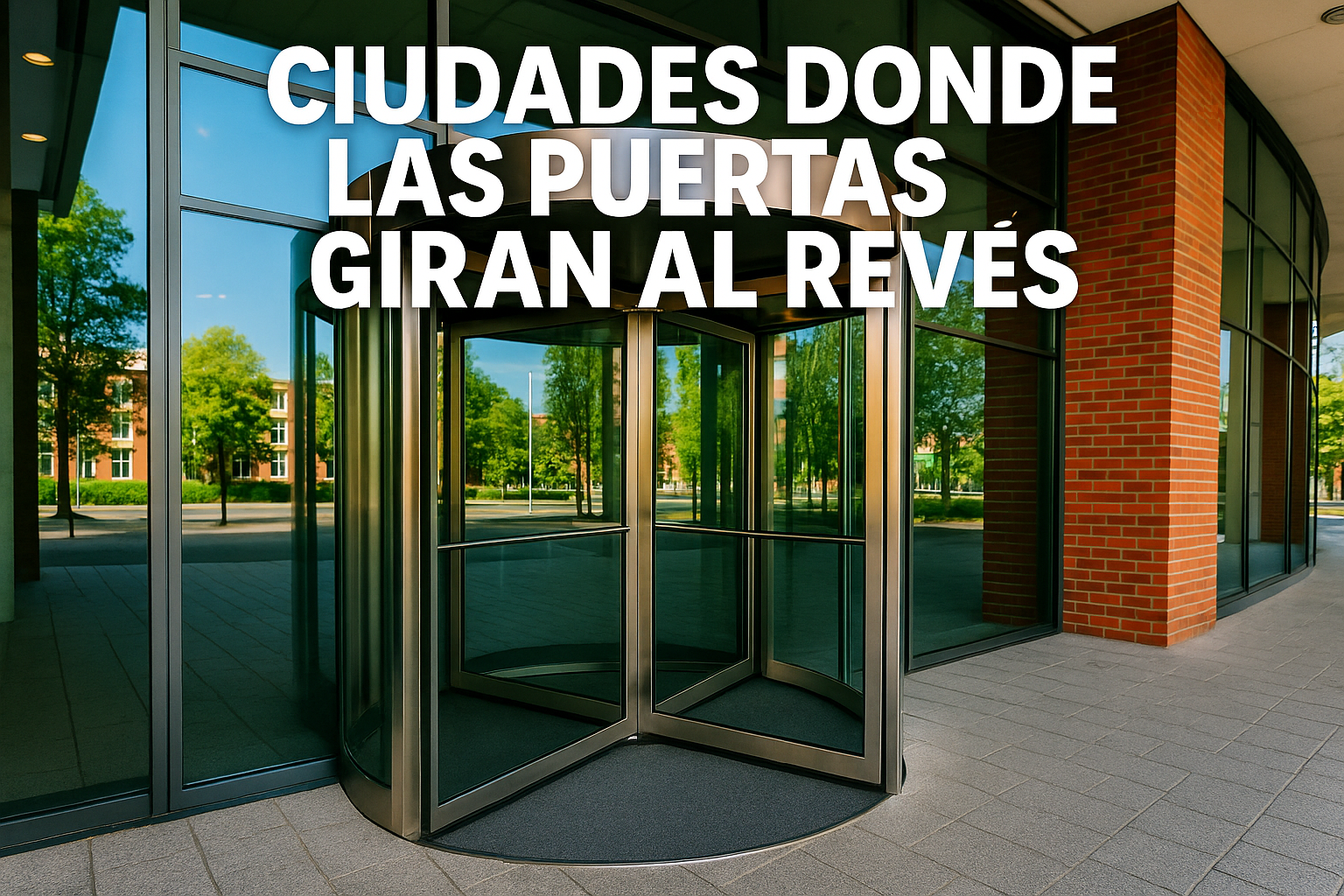 Imagen generada con IA para el artículo Ciudades donde las puertas giran al revés