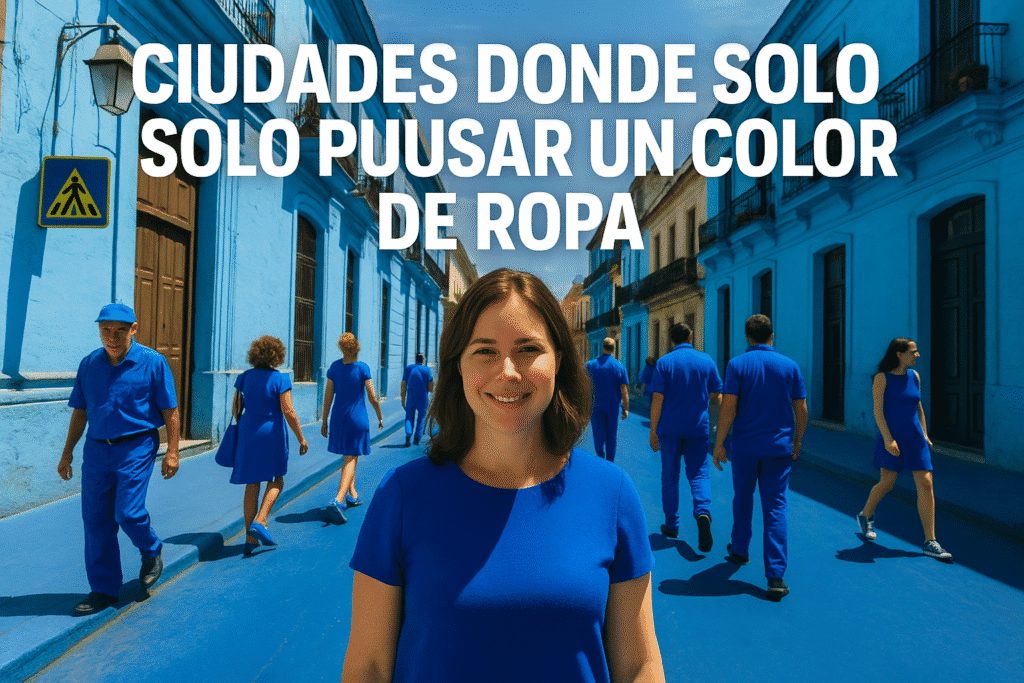 Imagen generada con IA para el artículo Ciudades donde solo puedes usar un color de ropa