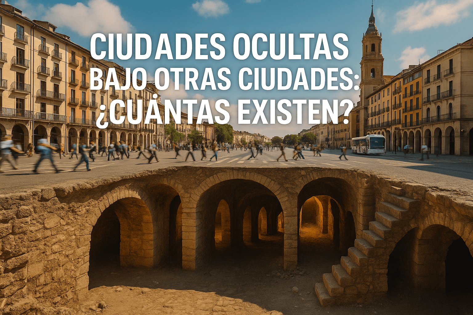 Imagen generada con IA para el artículo Ciudades ocultas bajo otras ciudades: ¿cuántas existen?