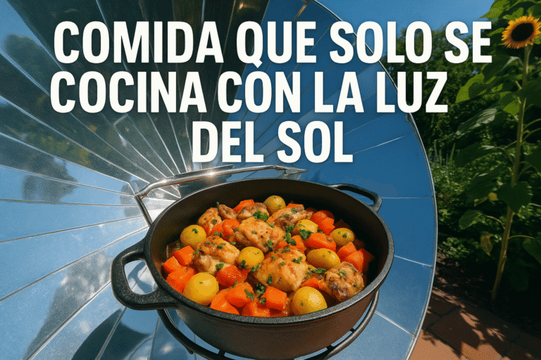 Imagen generada con IA para el artículo Comida que solo se cocina con la luz del sol