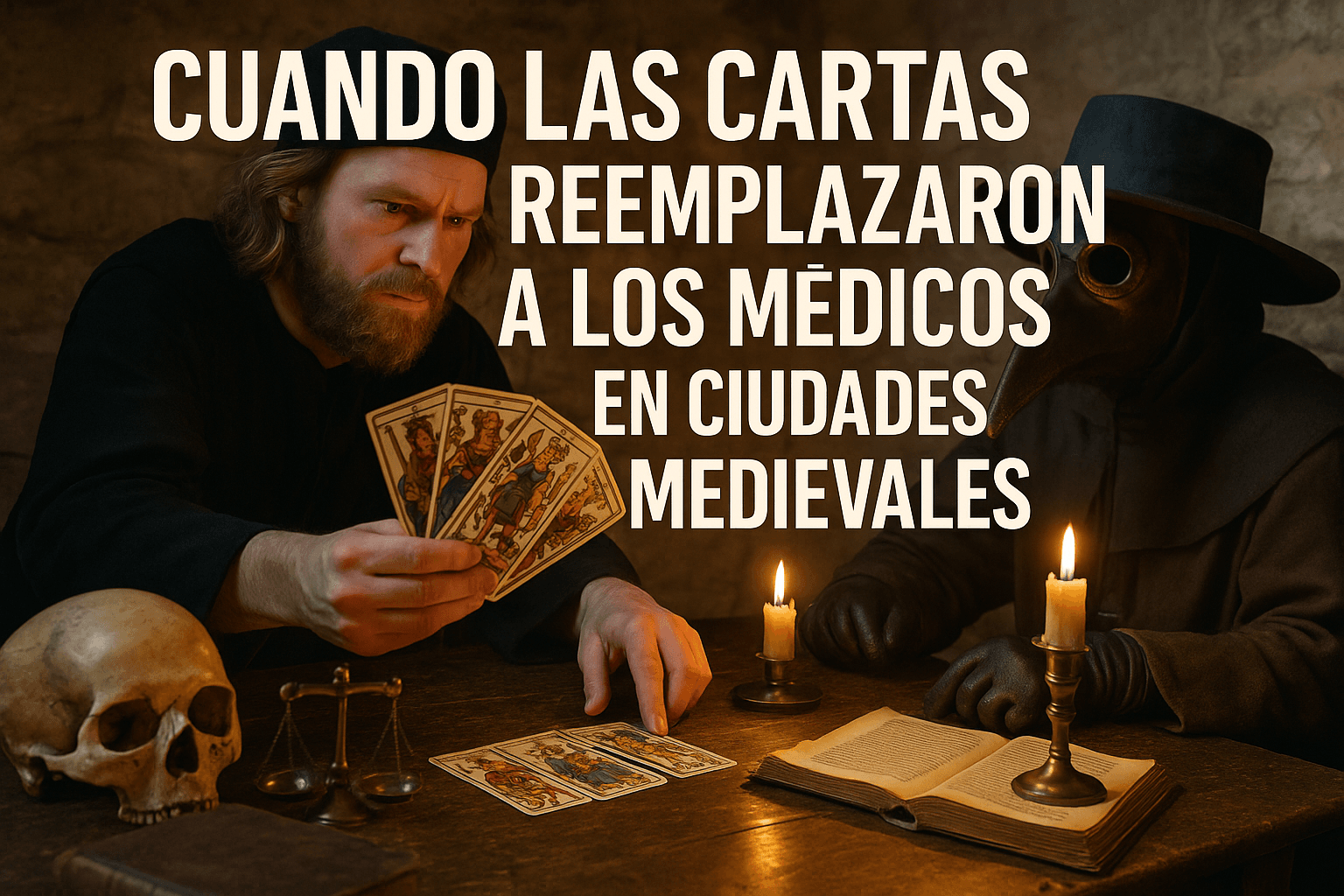 Barajas medievales: el insólito “remedio” que reemplazó a médicos 1 Imagen generada con IA para el artículo Cuando las cartas reemplazaron a los médicos en ciudades medievales
