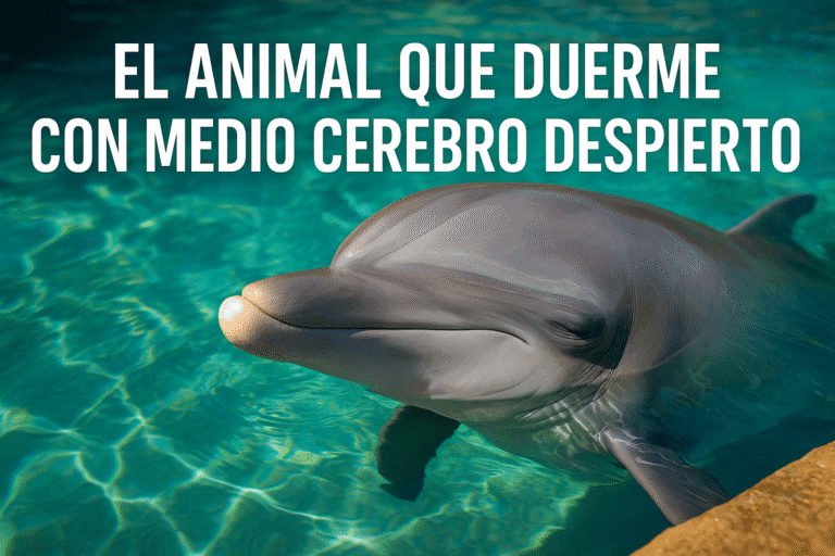 Imagen generada con IA para el artículo El animal que duerme con medio cerebro despierto