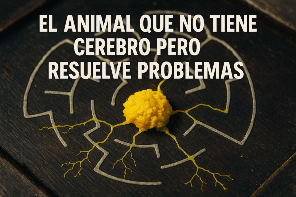 Imagen generada con IA para el artículo El animal que no tiene cerebro pero resuelve problemas