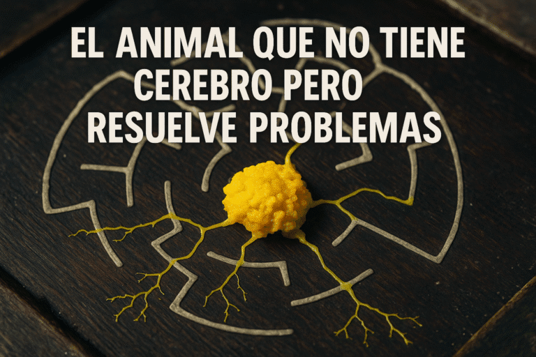 Imagen generada con IA para el artículo El animal que no tiene cerebro pero resuelve problemas