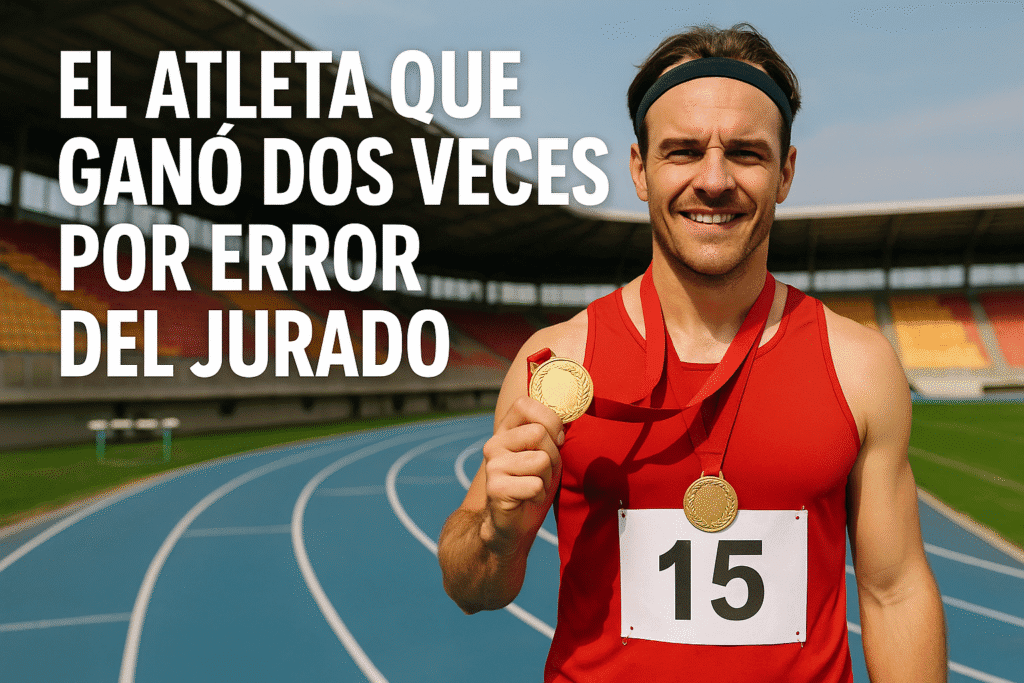 Imagen generada con IA para el artículo El atleta que ganó dos veces por error del jurado