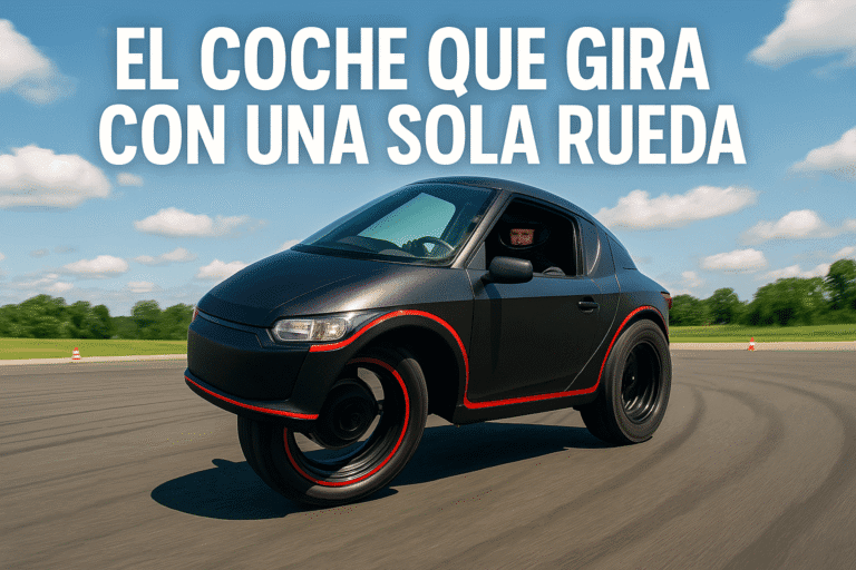Imagen generada con IA para el artículo El coche que gira con una sola rueda