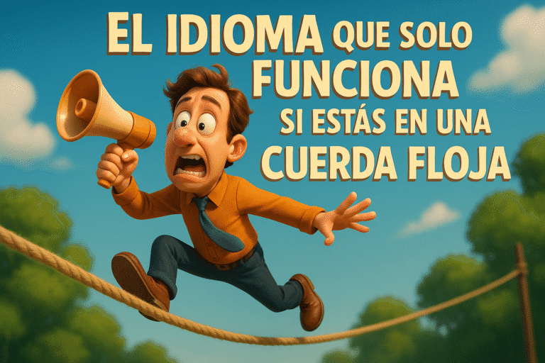 Imagen generada con IA para el artículo El idioma que solo funciona si estás en una cuerda floja