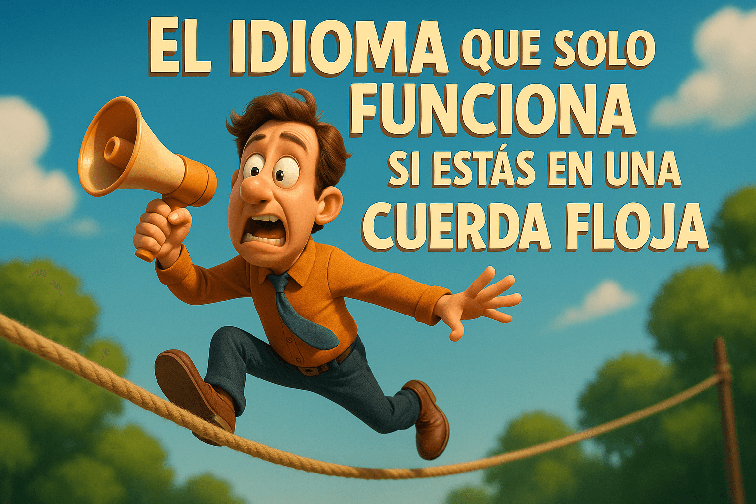 Imagen generada con IA para el artículo El idioma que solo funciona si estás en una cuerda floja