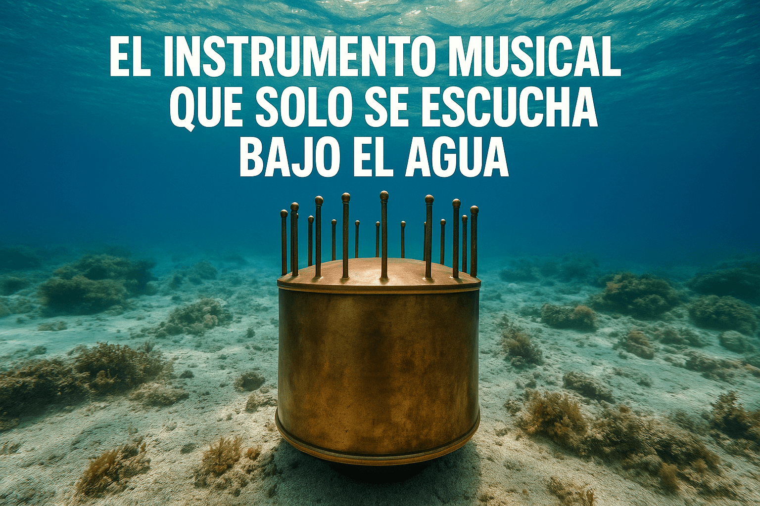Imagen generada con IA para el artículo El instrumento musical que solo se escucha bajo el agua