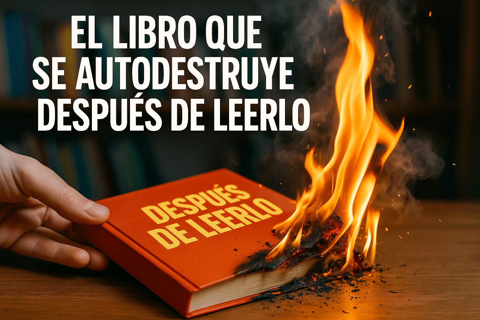 Libros que se autodestruyen: secretos, arte efímero y curiosidades 1 Imagen generada con IA para el artículo El libro que se autodestruye después de leerlo