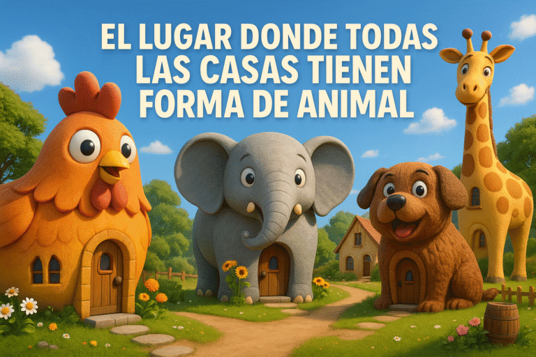 Imagen generada con IA para el artículo El lugar donde todas las casas tienen forma de animal
