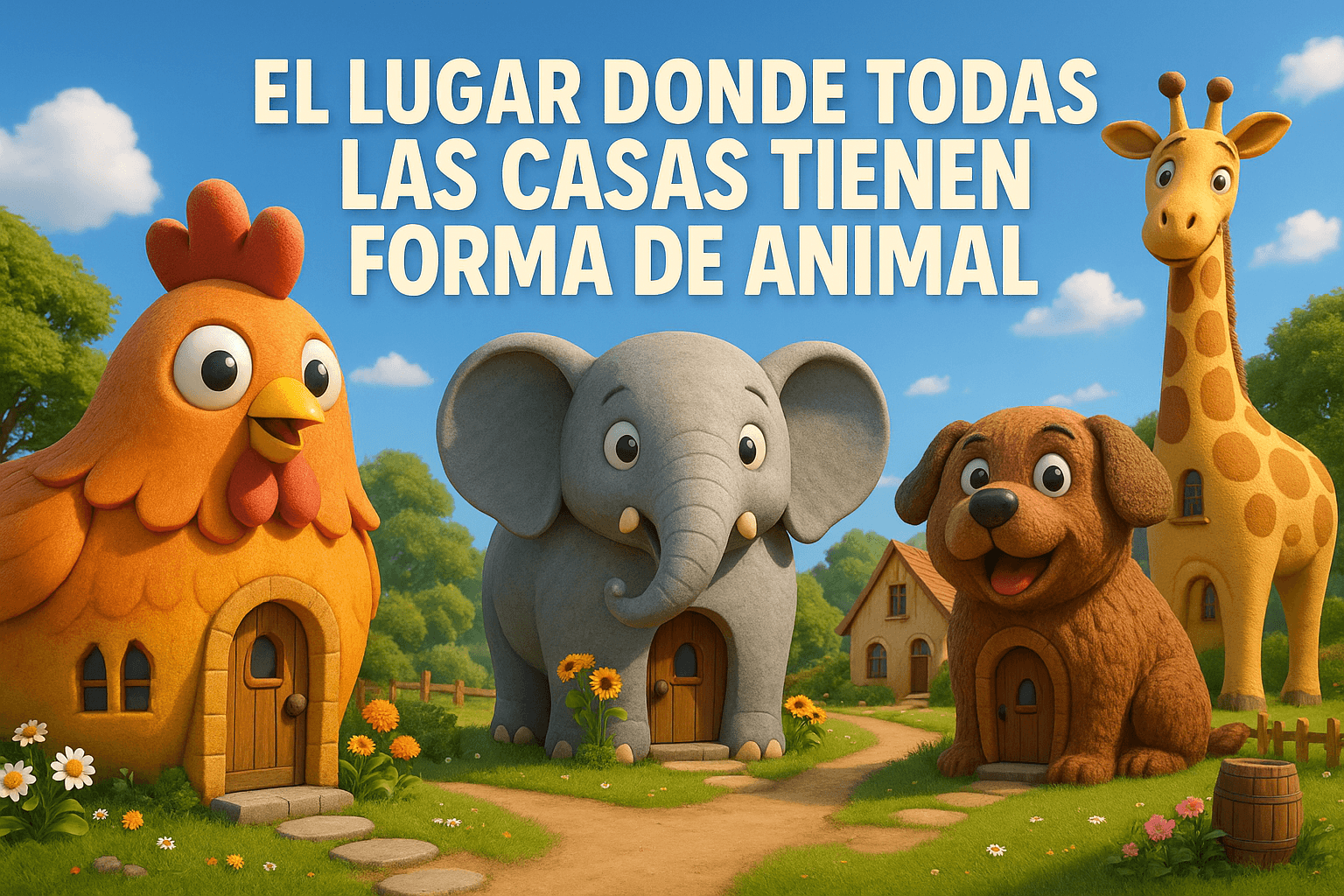Imagen generada con IA para el artículo El lugar donde todas las casas tienen forma de animal