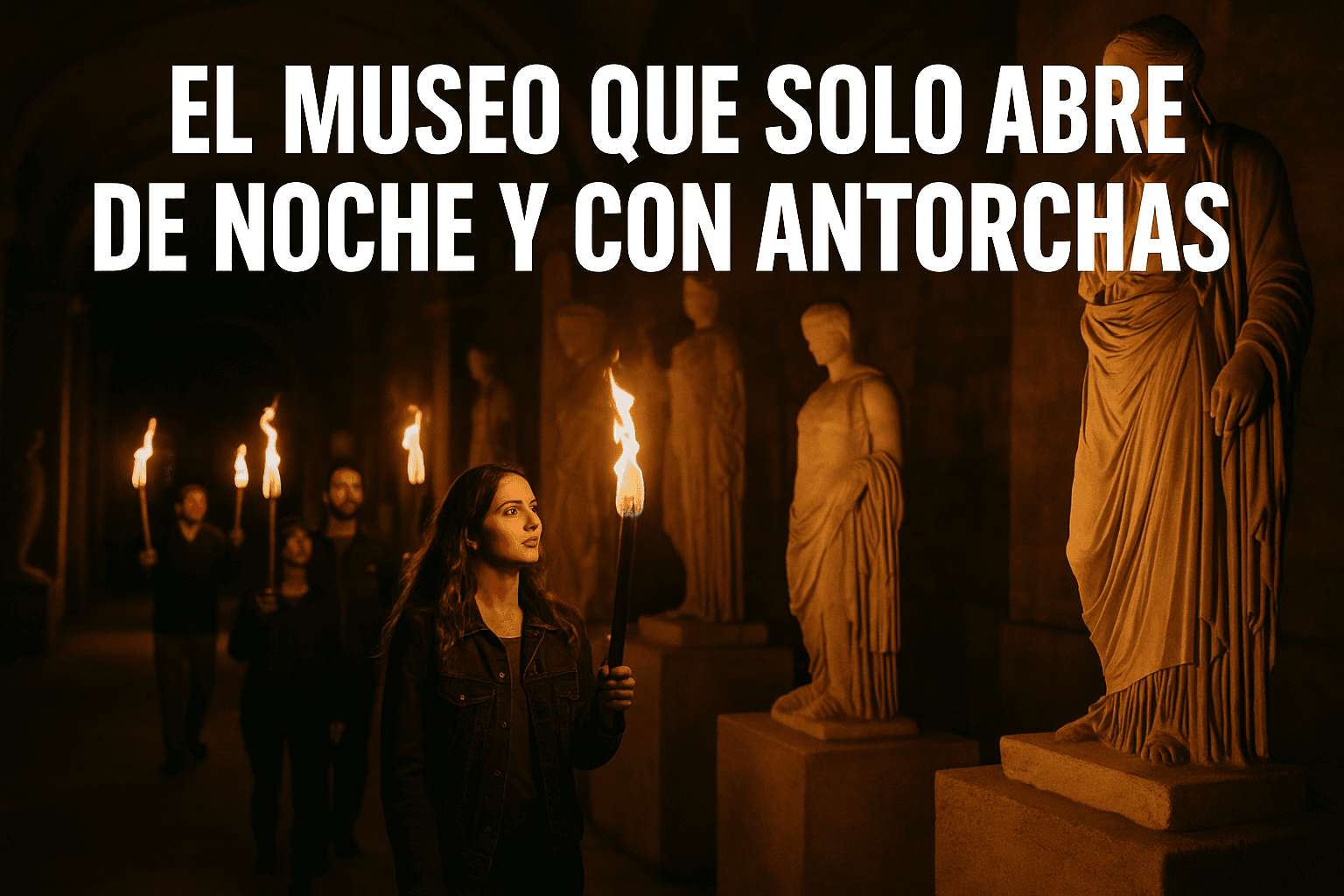 Museo Nocturno con Antorchas: Descubre Esta Inquietante Experiencia 1 Imagen generada con IA para el artículo El museo que solo abre de noche y con antorchas