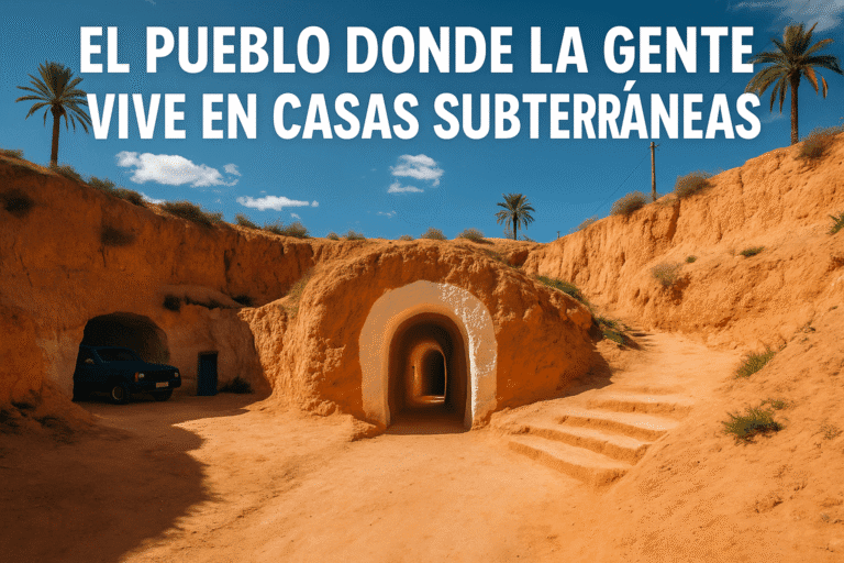 Imagen generada con IA para el artículo El pueblo donde la gente vive en casas subterráneas