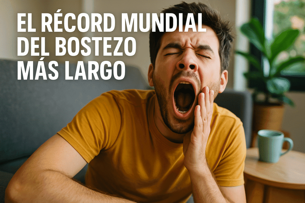 Imagen generada con IA para el artículo El récord mundial del bostezo más largo