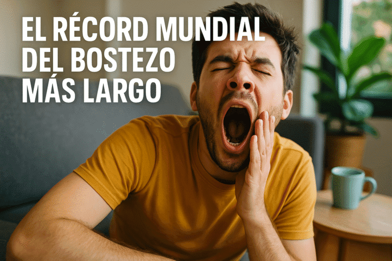 Imagen generada con IA para el artículo El récord mundial del bostezo más largo