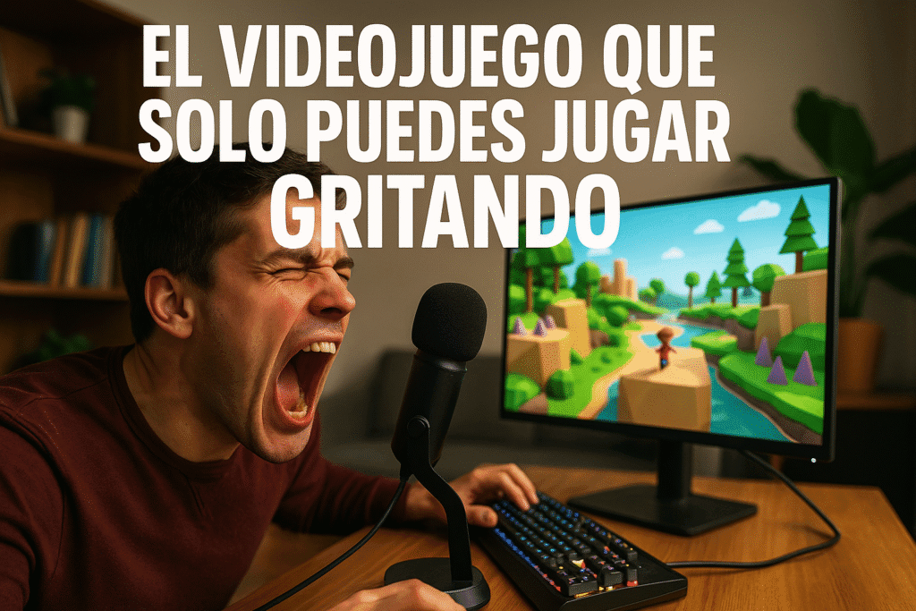 Imagen generada con IA para el artículo El videojuego que solo puedes jugar gritando