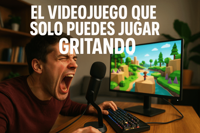Imagen generada con IA para el artículo El videojuego que solo puedes jugar gritando