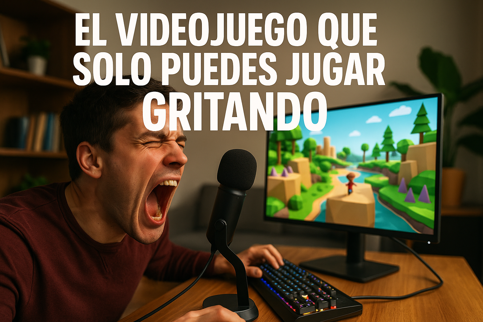 Imagen generada con IA para el artículo El videojuego que solo puedes jugar gritando