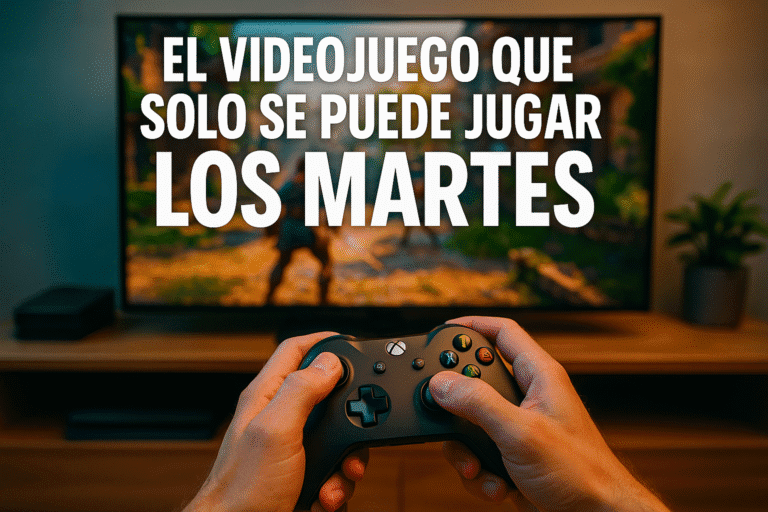 Imagen generada con IA para el artículo El videojuego que solo se puede jugar los martes