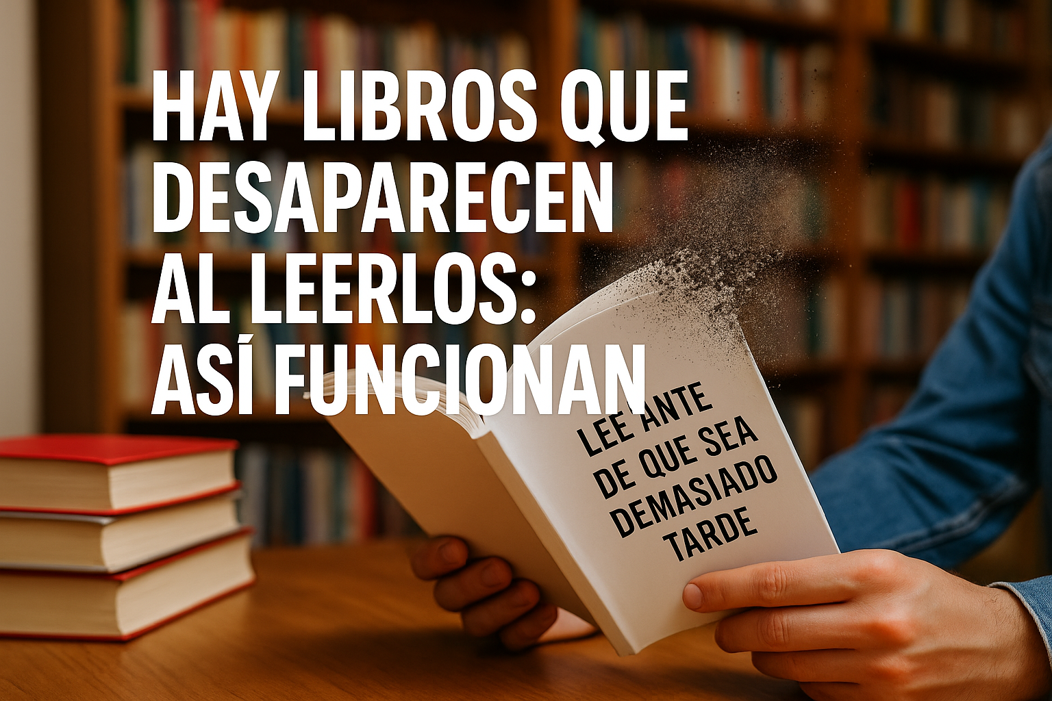 Imagen generada con IA para el artículo Hay libros que desaparecen al leerlos: así funcionan