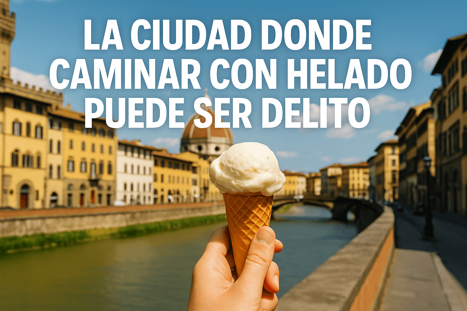 Imagen generada con IA para el artículo La ciudad donde caminar con helado puede ser delito
