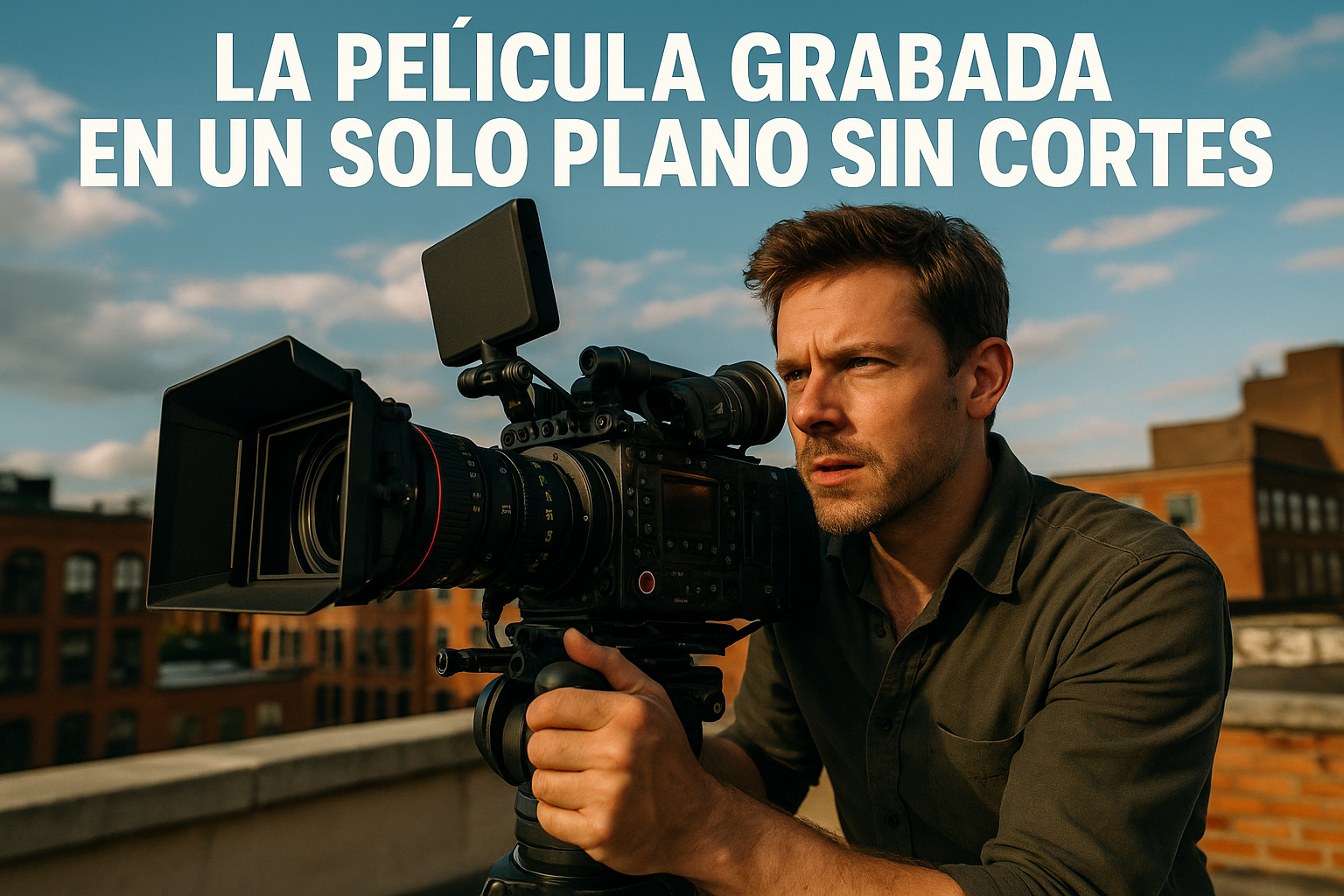 Imagen generada con IA para el artículo La película grabada en un solo plano sin cortes