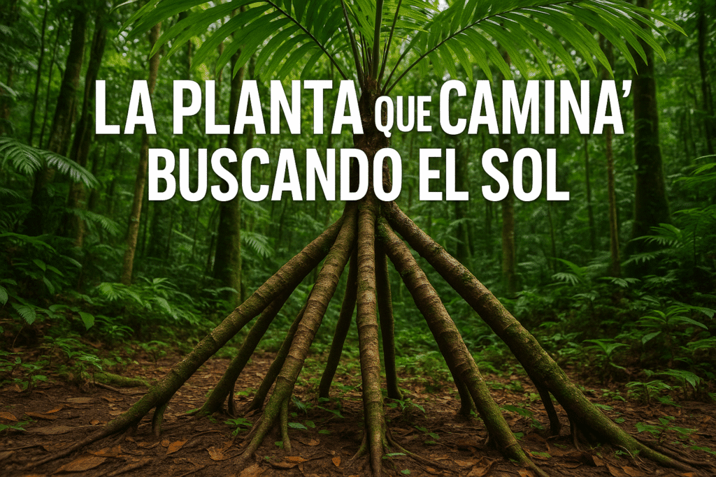 Imagen generada con IA para el artículo La planta que ‘camina’ buscando el sol