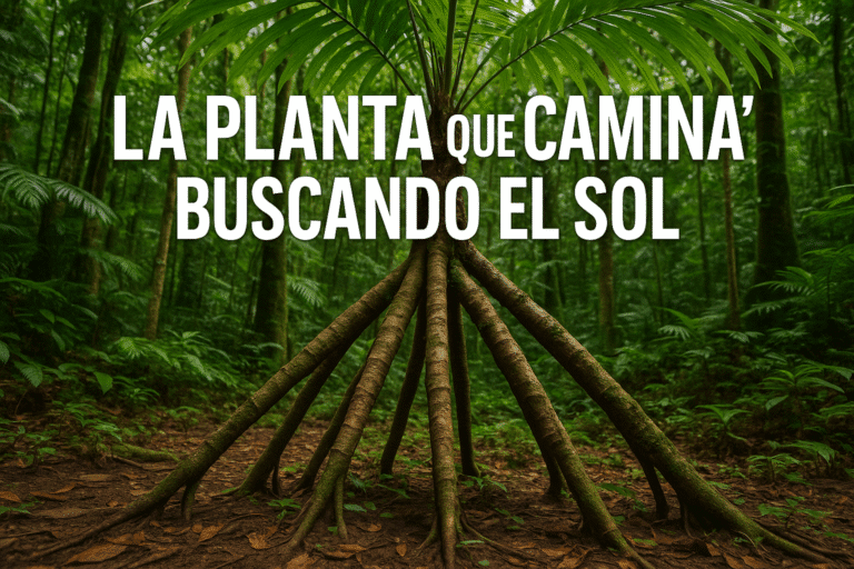 Imagen generada con IA para el artículo La planta que ‘camina’ buscando el sol