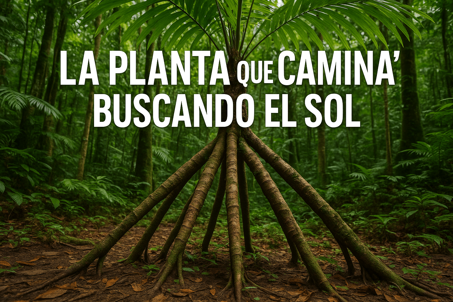 La increíble palma que camina: el misterioso árbol que se mueve solo 1 Imagen generada con IA para el artículo La planta que ‘camina’ buscando el sol