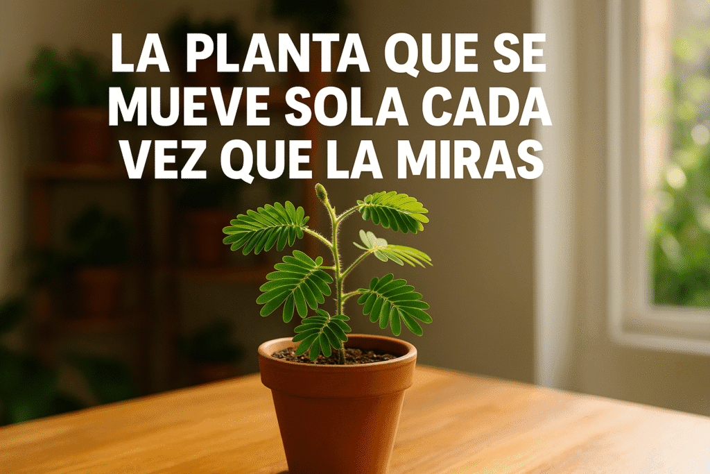 🌿 Planta que se mueve sola: ilusión óptica o ciencia sorprendente 1 Imagen generada con IA para el artículo La planta que se mueve sola cada vez que la miras