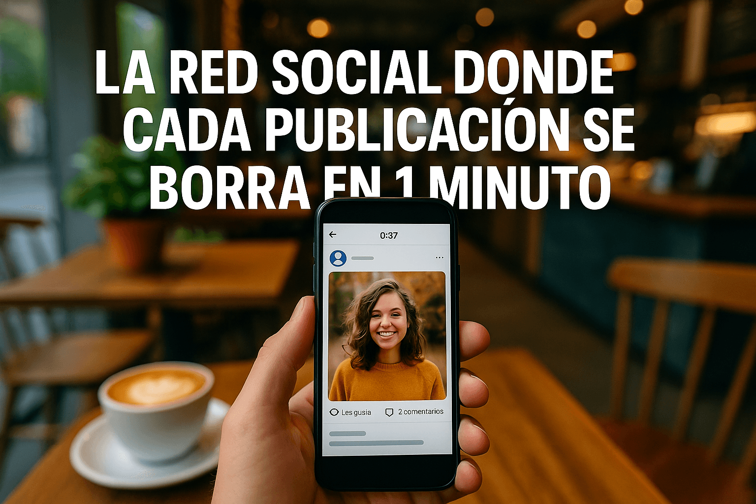 Imagen generada con IA para el artículo La red social donde cada publicación se borra en 1 minuto