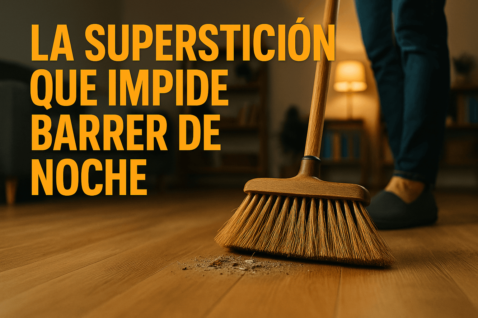 Imagen generada con IA para el artículo La superstición que impide barrer de noche