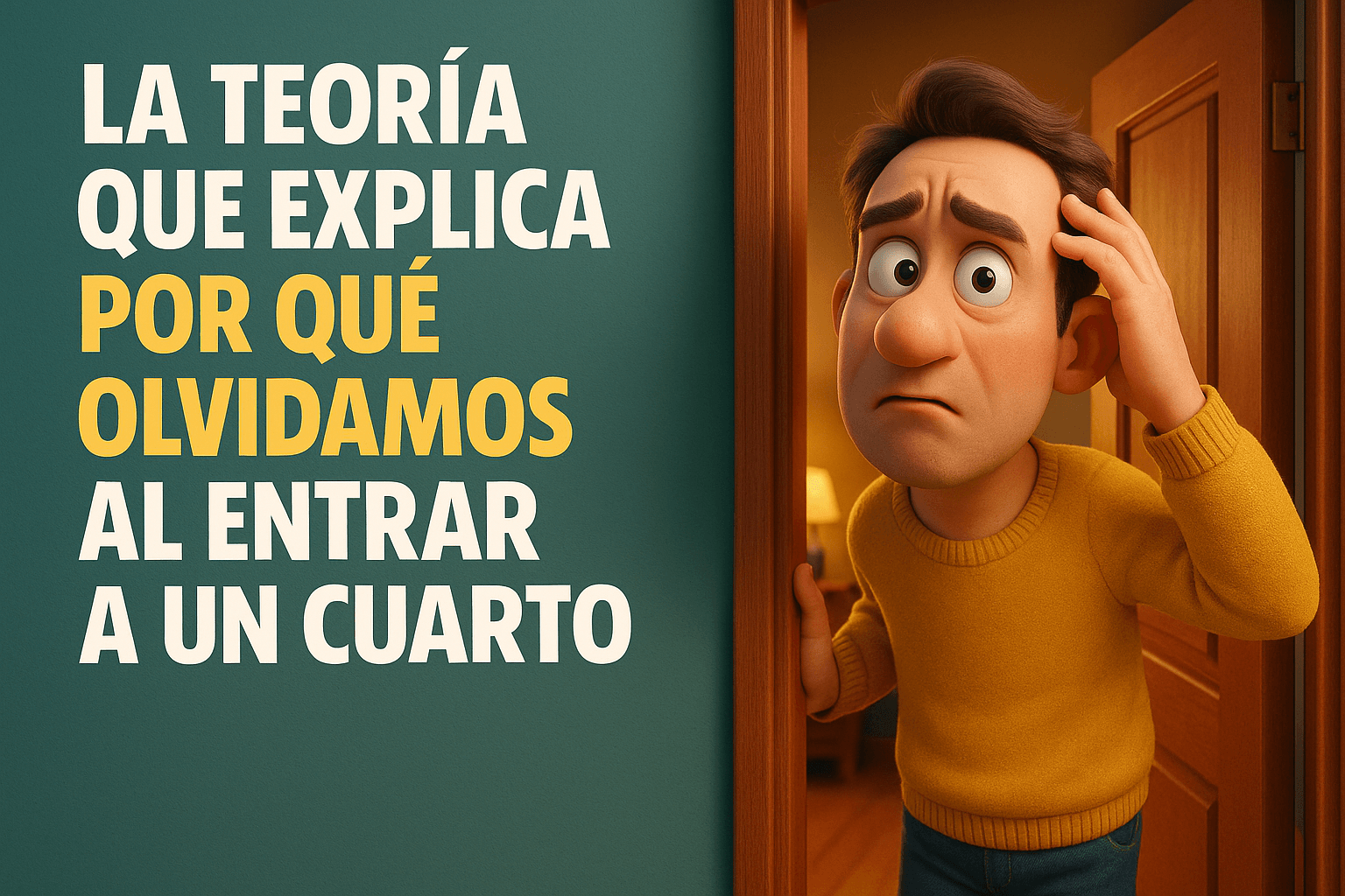 Imagen generada con IA para el artículo La teoría que explica por qué olvidamos al entrar a un cuarto