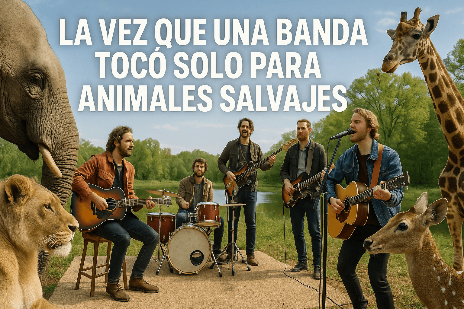 Imagen generada con IA para el artículo La vez que una banda tocó solo para animales salvajes