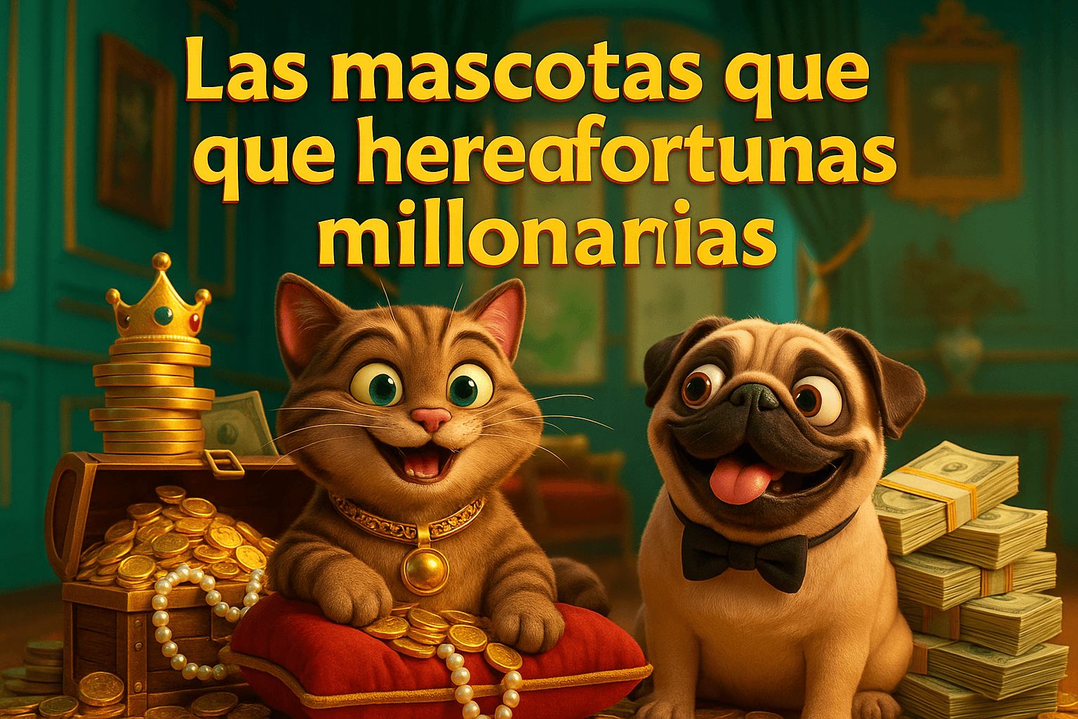 Imagen generada con IA para el artículo Las mascotas que heredaron fortunas millonarias