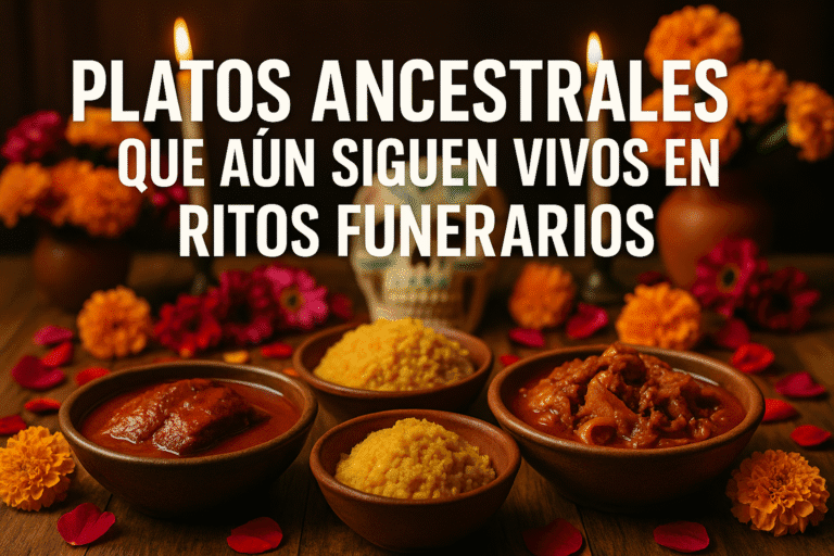 Imagen generada con IA para el artículo Platos ancestrales que aún siguen vivos en ritos funerarios
