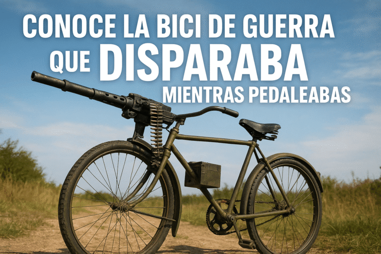Imagen generada con IA para el artículo Conoce la bici de guerra que disparaba mientras pedaleabas