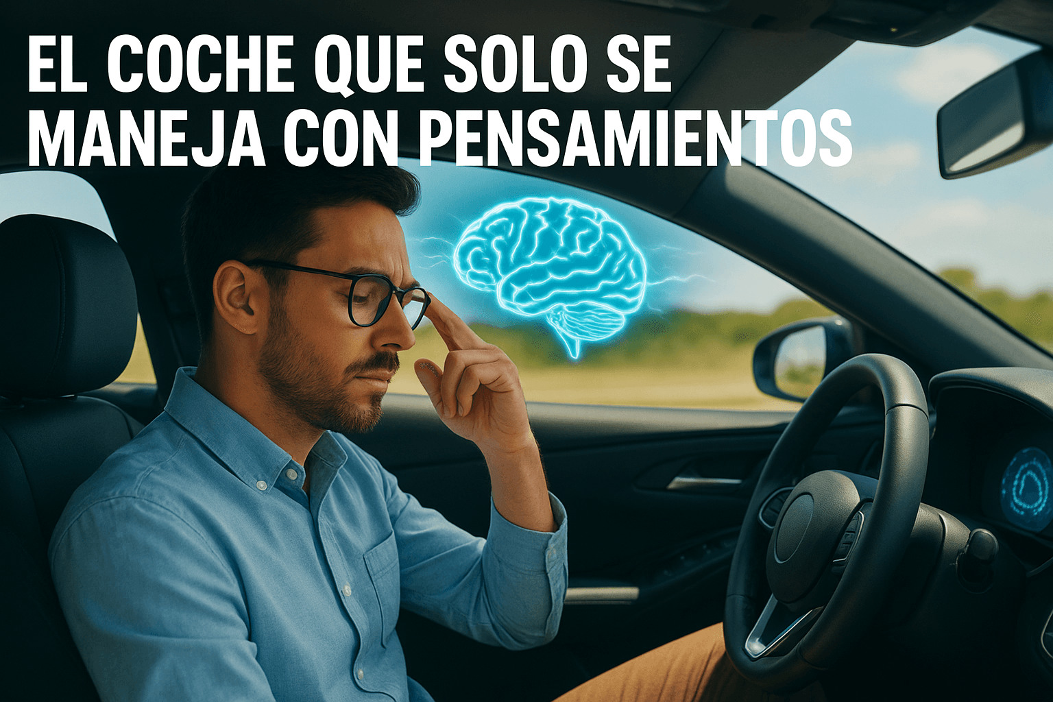Conduce con la mente: el futuro del coche autónomo ya es real 1 Imagen generada con IA para el artículo El coche que solo se maneja con pensamientos
