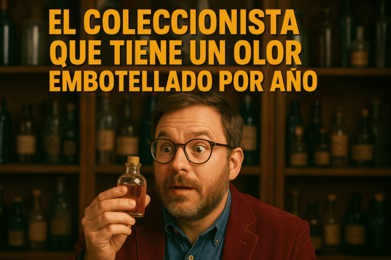 Imagen generada con IA para el artículo El coleccionista que tiene un olor embotellado por año