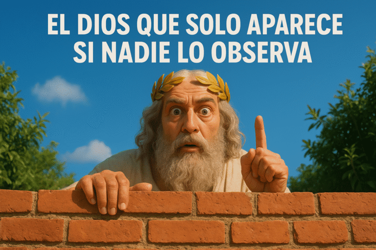 Imagen generada con IA para el artículo El dios que solo aparece si nadie lo observa