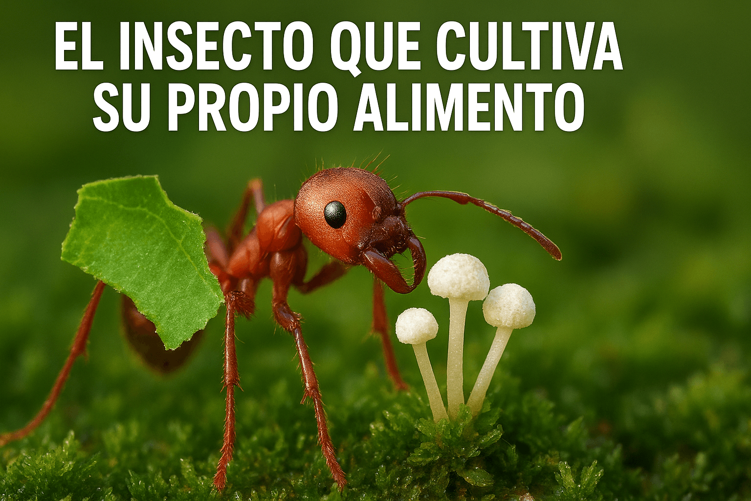 Imagen generada con IA para el artículo El insecto que cultiva su propio alimento