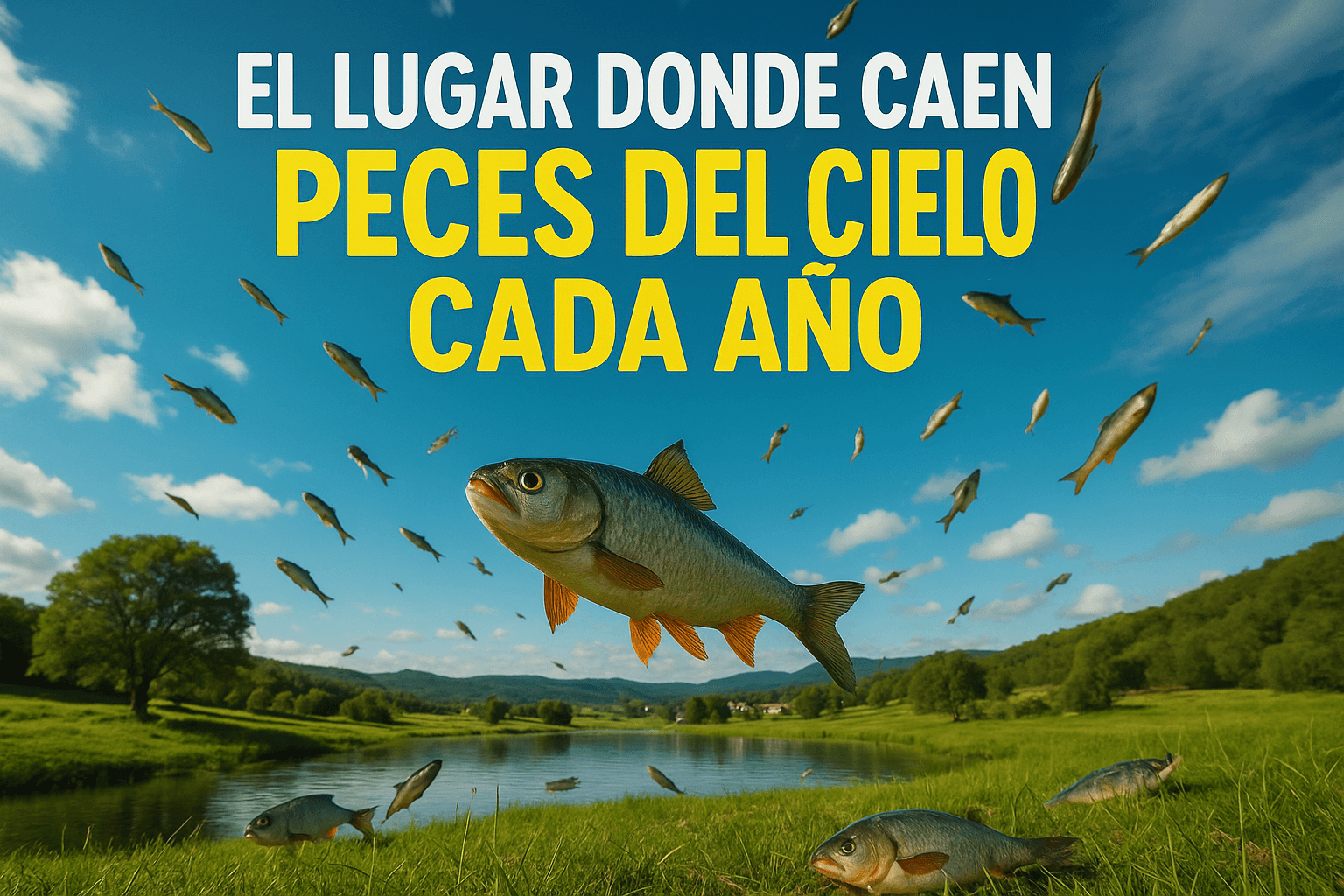 Imagen generada con IA para el artículo El lugar donde caen peces del cielo cada año