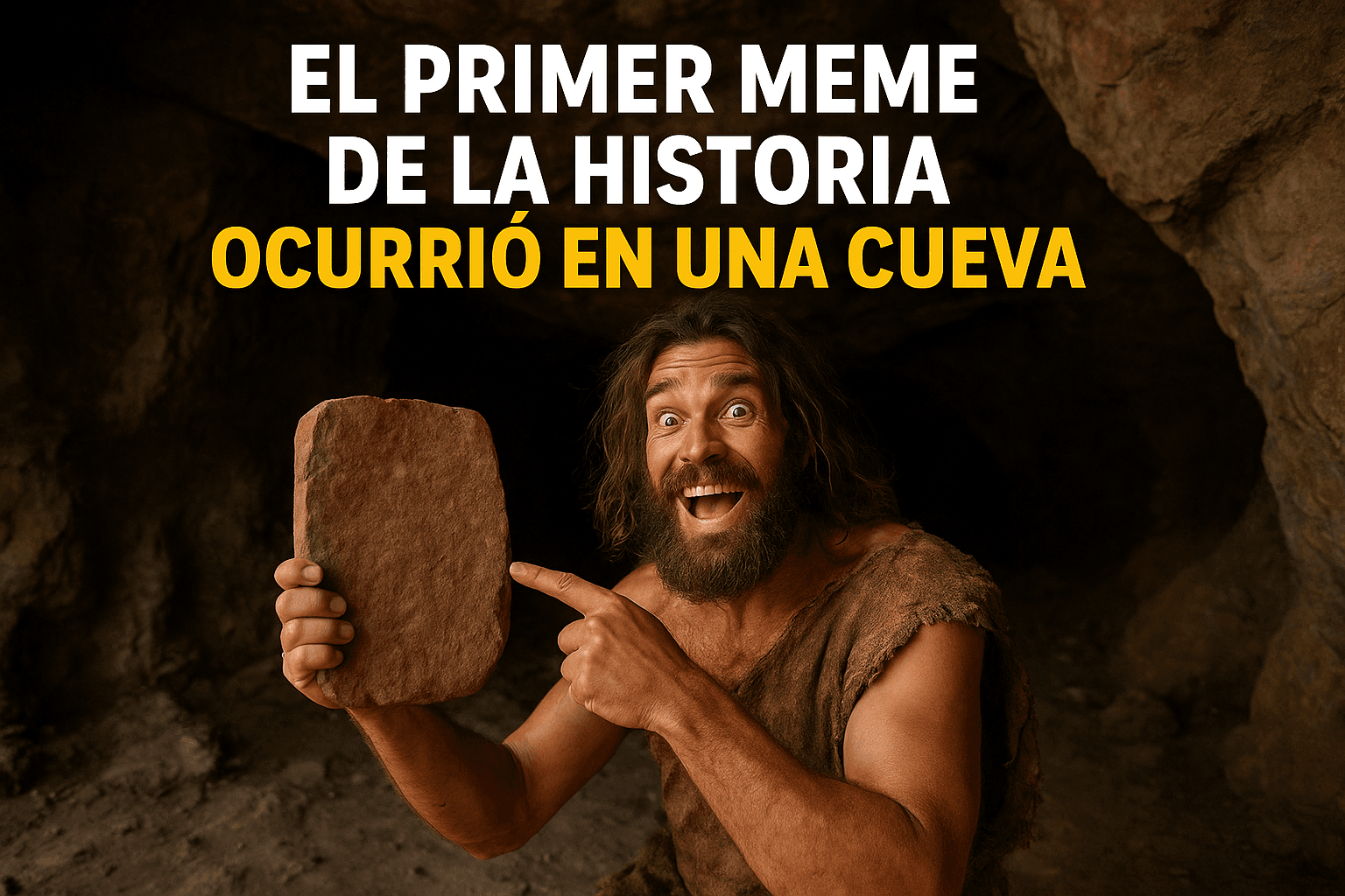 Imagen generada con IA para el artículo El primer meme de la historia ocurrió en una cueva
