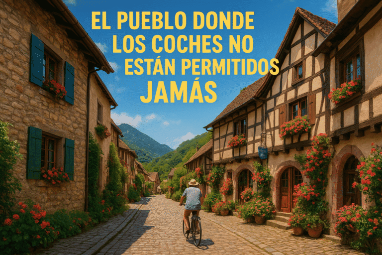 Imagen generada con IA para el artículo El pueblo donde los coches no están permitidos jamás