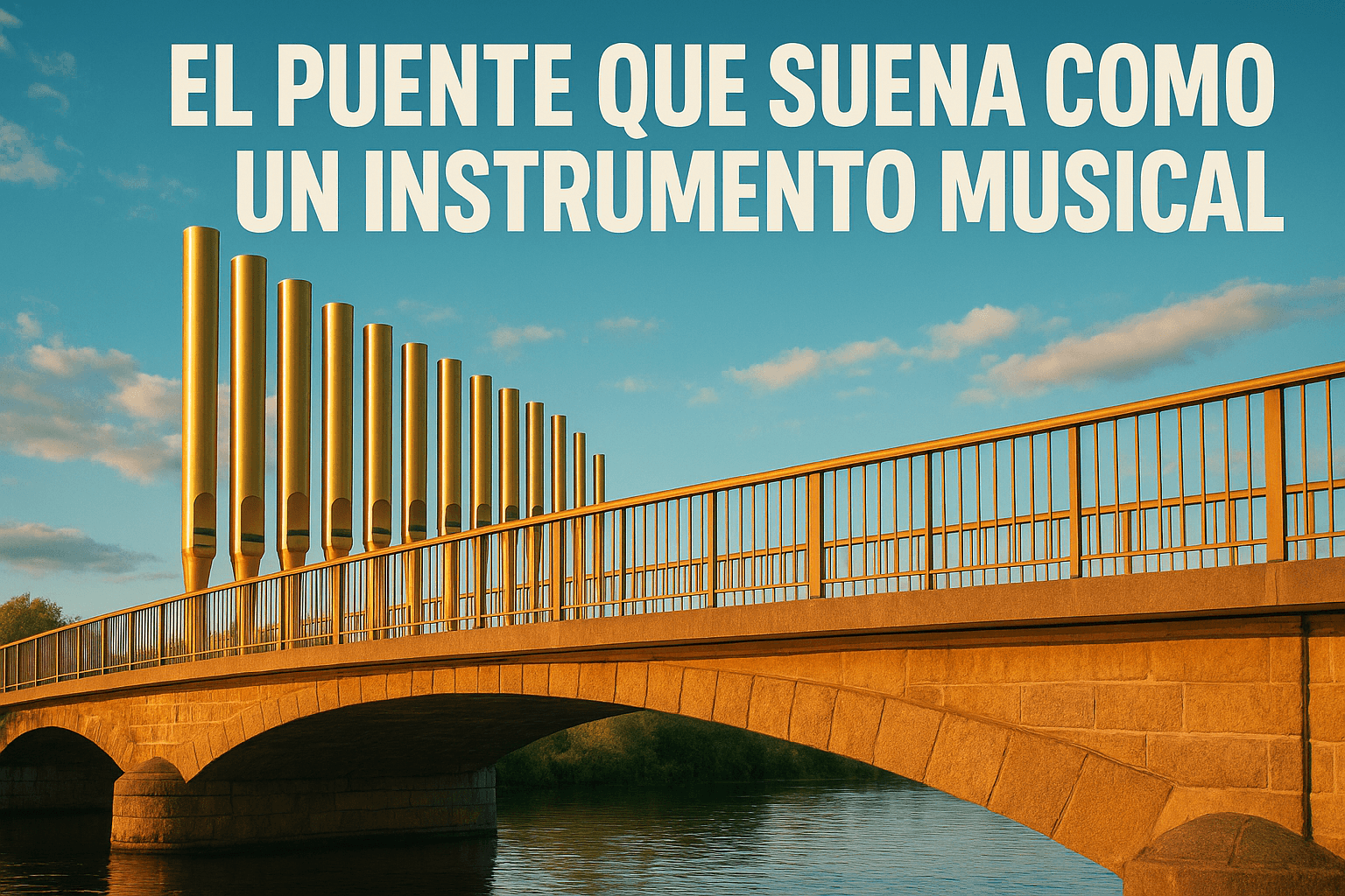 Imagen generada con IA para el artículo El puente que suena como un instrumento musical