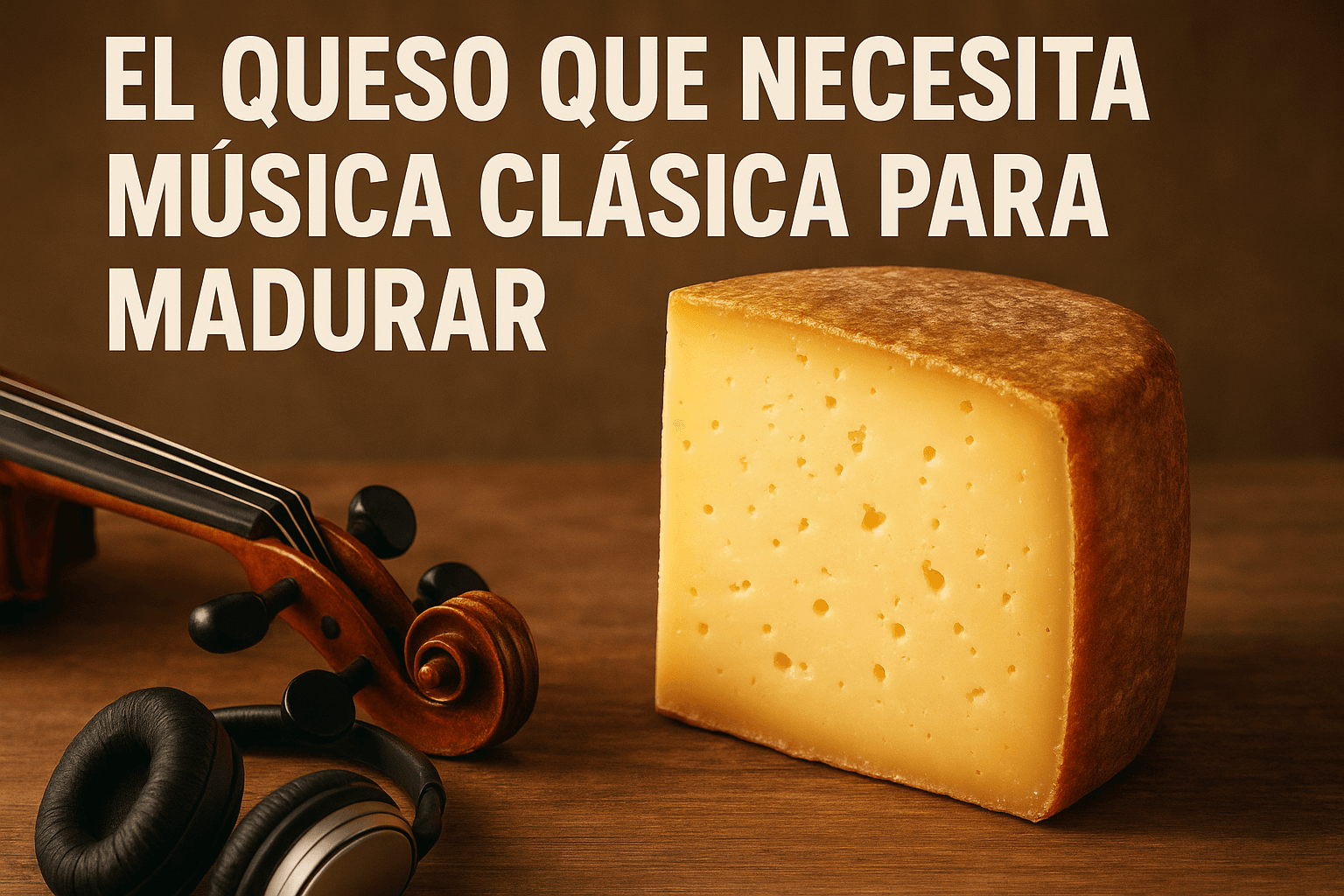 Imagen generada con IA para el artículo El queso que necesita música clásica para madurar