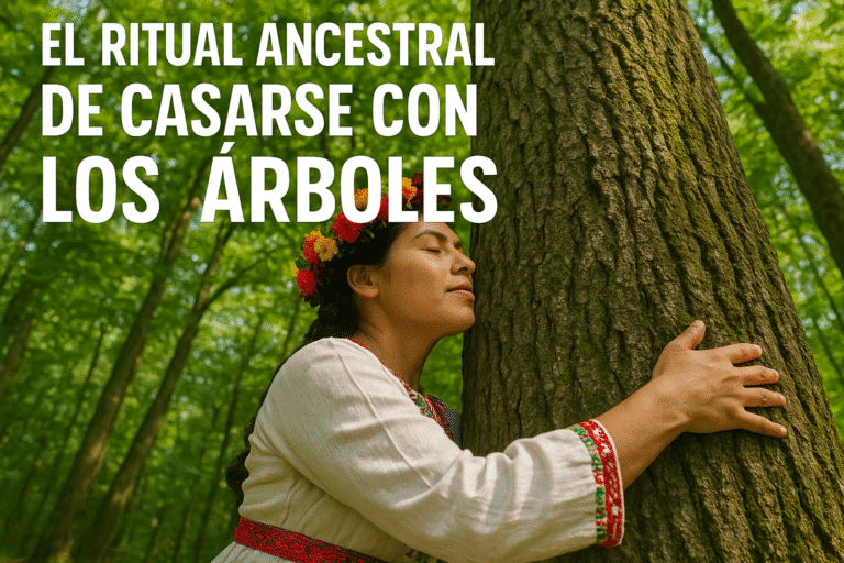 Imagen generada con IA para el artículo El ritual ancestral de casarse con los árboles