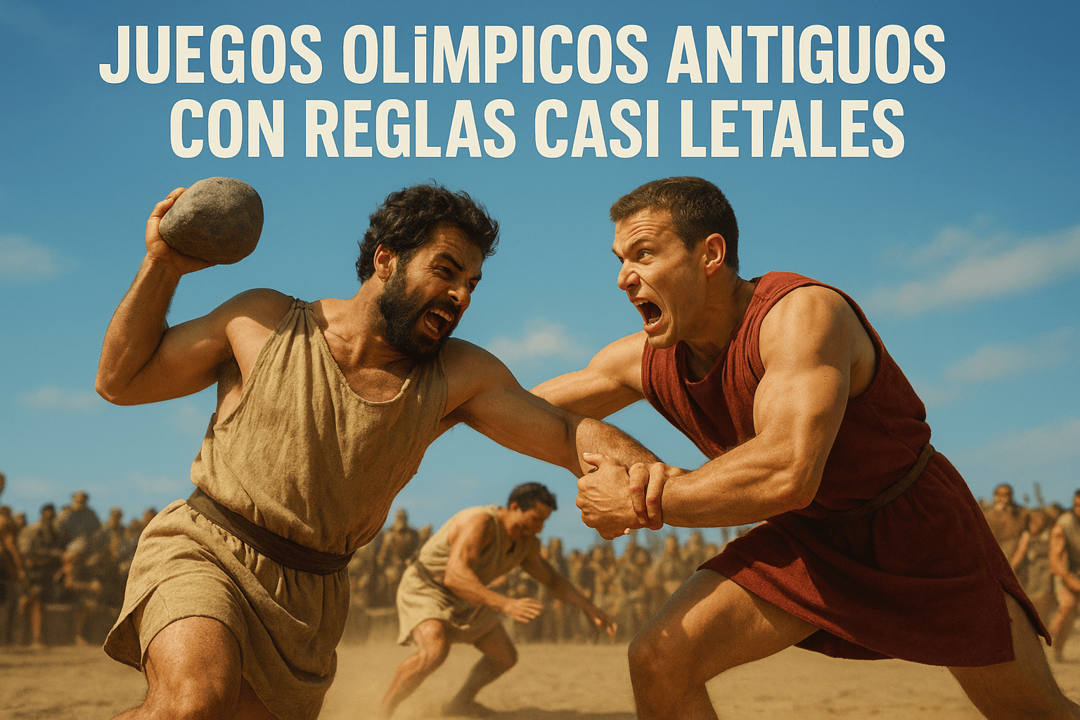 Juegos Olímpicos antiguos: los deportes más peligrosos y extremos 1 Imagen generada con IA para el artículo Juegos olímpicos antiguos con reglas casi letales